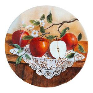 Vintage Housewares Red Apples Ceramic Plate Multicolor Size 8"‎ Diameter